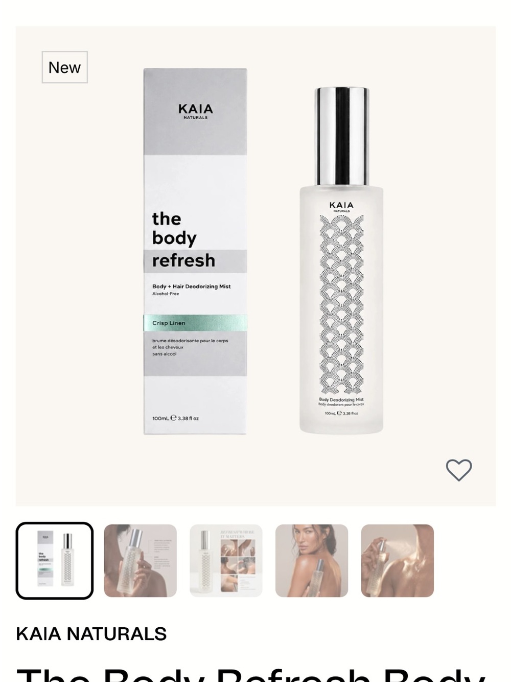 Kaia Naturals The Body Refresh Body Spray in Fresh Linen